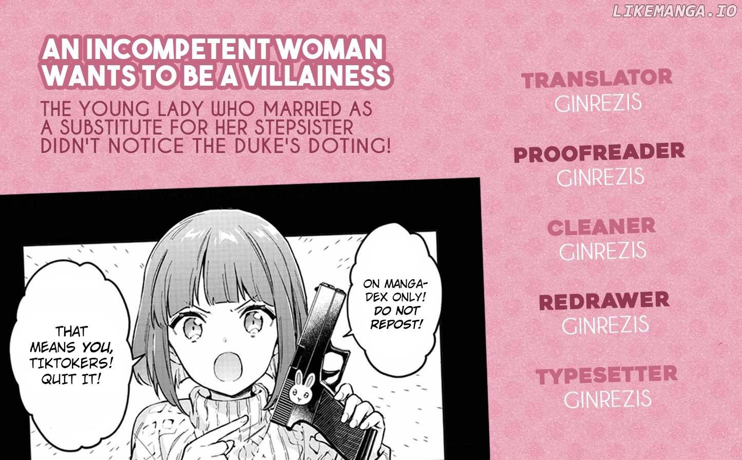 An Incompetent Woman Wants to Be a Villainess ~The Young Lady Who Married as a Substitute for Her Stepsister Didn't Notice the Duke's Doting~ Chapter 8 - page 21